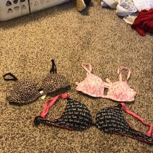 3 VS PINK bras 1 push-up 2 regular SIZE 32 A